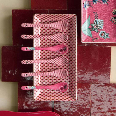 Pip Studio Oriental Flower Festival Set of 6 Teaspoons - Pink